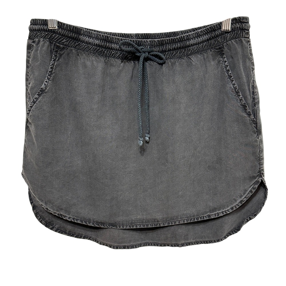 Bella Dahl Mini Skirt Womens Small Gray Tencel Drawstring Casual Beach Relaxed